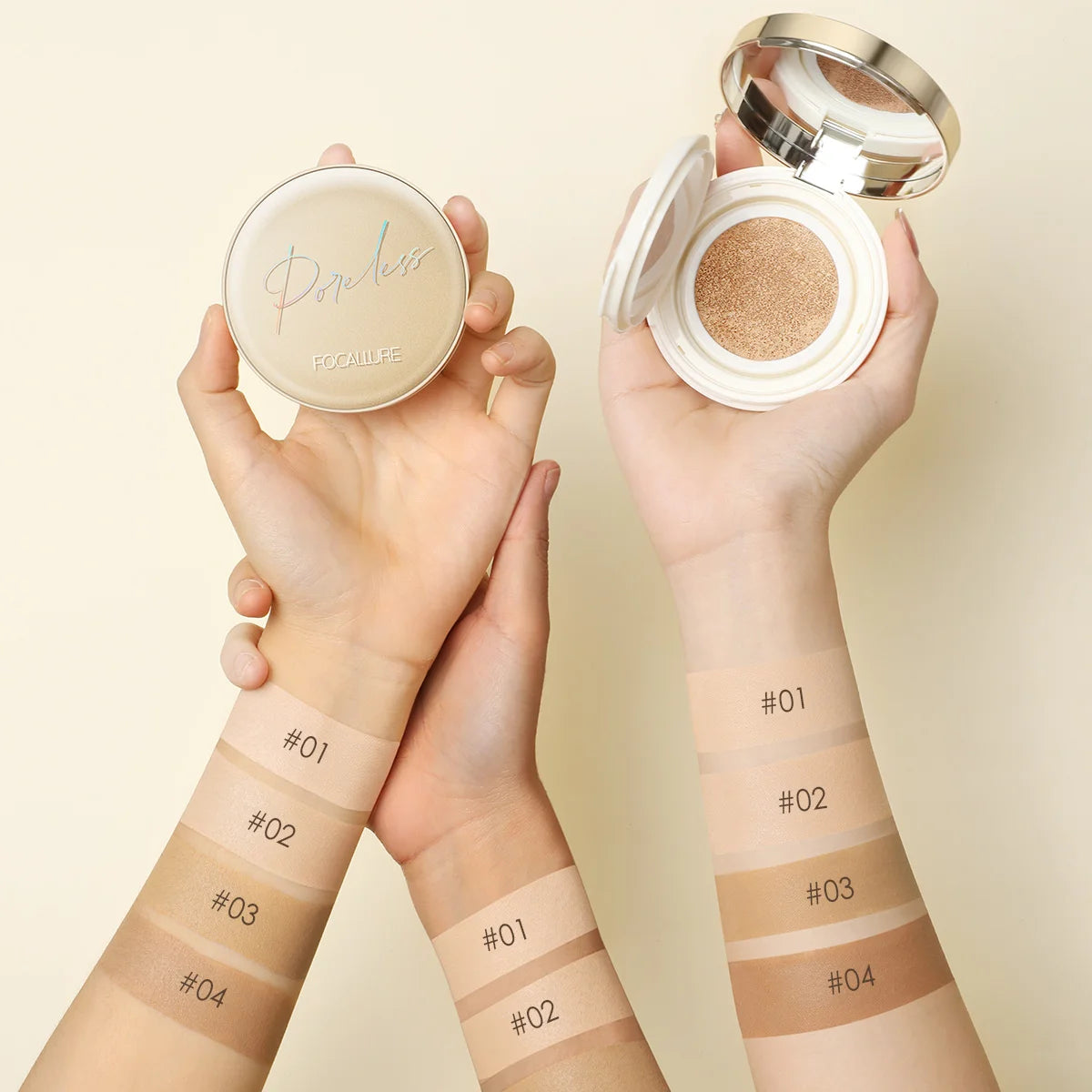 FOCALLURE Foundation Air Cushion Waterproof Matte Base Poreless Full Coverage Face Cream Smooth Foundation Cosmetics