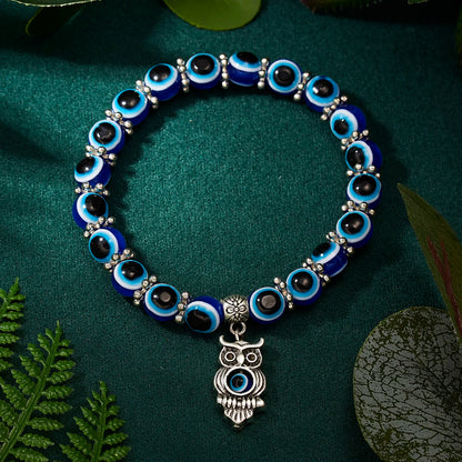 Classic Turkish Lucky Evil Eye Bracelets for Men Women Blue Evil Eye Palm Butterfly Pendant Beads Bangles Handmade Charm Jewelry