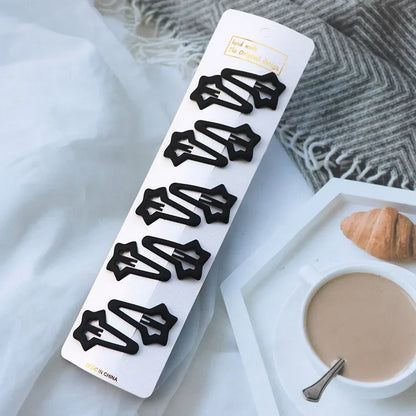 5/10Pcs/Set Matte Black Barrettes Women Metal Snap Hair Clips Geometric Non-Slip Make Up Fashion Hair Accessories