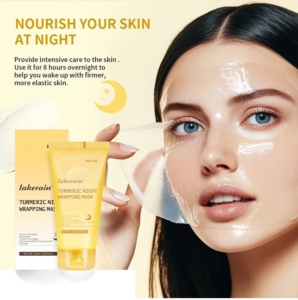 Lakerain Turmeric Collagen Peel-off Mask Gentle Hydrating Night Mask Deeply nourishes Firms Skin And Reduces Wrinkles Face Mask