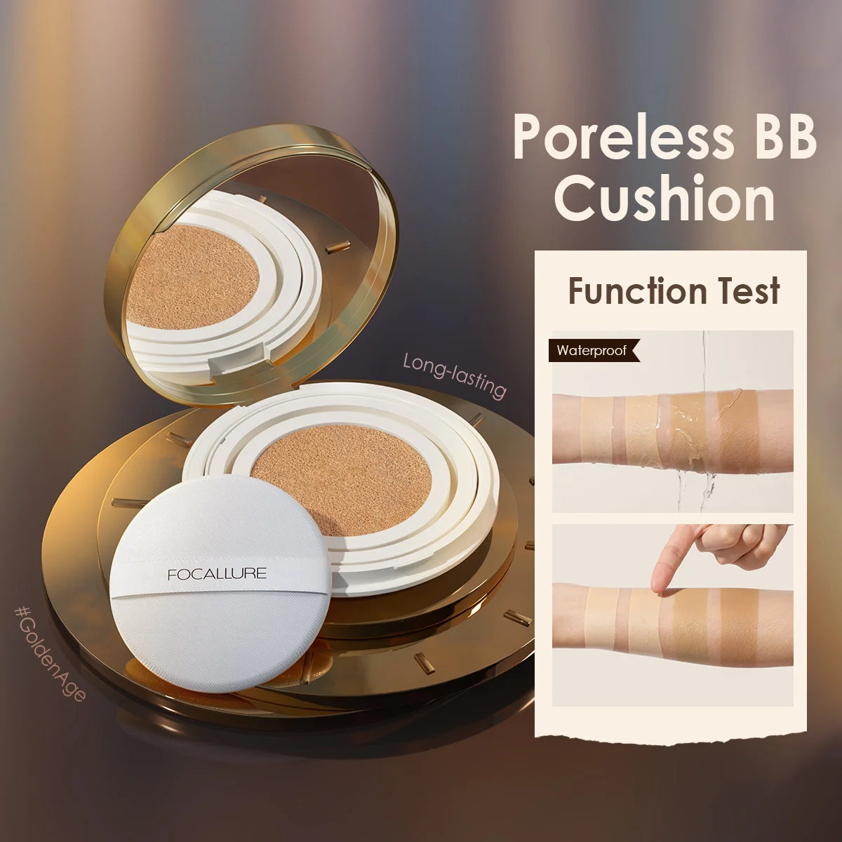 FOCALLURE Foundation Air Cushion Waterproof Matte Base Poreless Full Coverage Face Cream Smooth Foundation Cosmetics