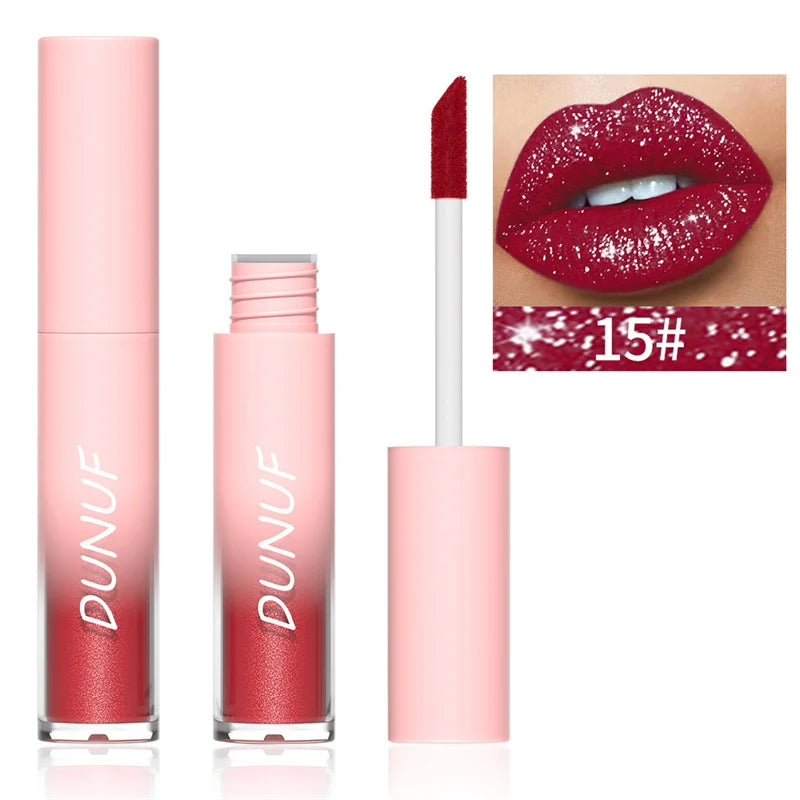 Waterproof Diamond Shimmer Glitter Lip Gloss 18 Colors Matte Glitter Liquid Lipstick Diamond Pearl Colour Lip Gloss Sexy Make Up