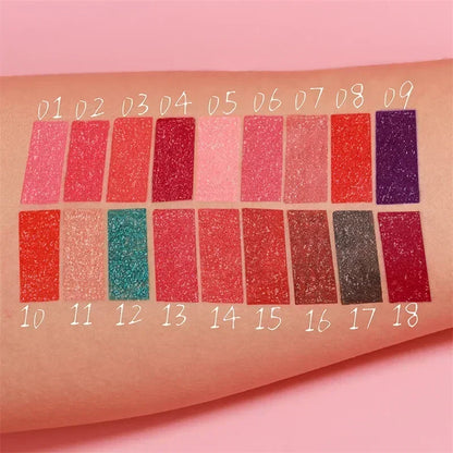 Waterproof Diamond Shimmer Glitter Lip Gloss 18 Colors Matte Glitter Liquid Lipstick Diamond Pearl Colour Lip Gloss Sexy Make Up