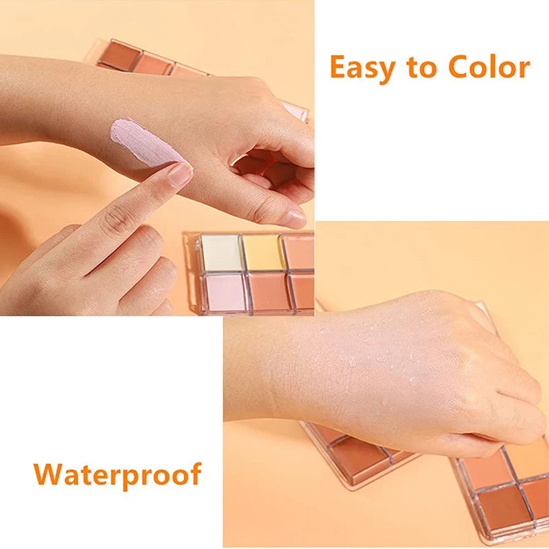 Long term sunscreen facial contour concealer, 24 hours full coverage, high viscosity concealer palette cosmetics, women's makeup