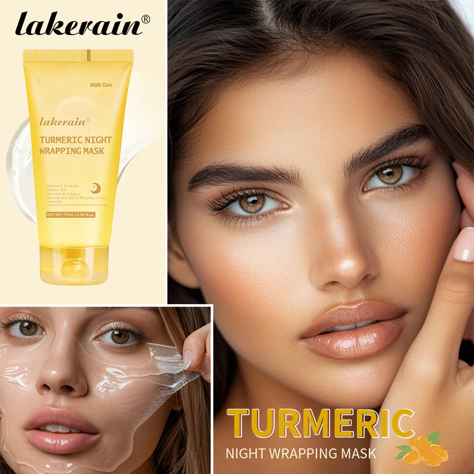 Lakerain Turmeric Collagen Peel-off Mask Gentle Hydrating Night Mask Deeply nourishes Firms Skin And Reduces Wrinkles Face Mask