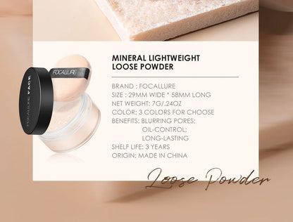 FOCALLURE 9 Colors Face Makeup Brighten Oil Control Long lasting Loose Powder Waterproof Mineral Make Up Setting Powder