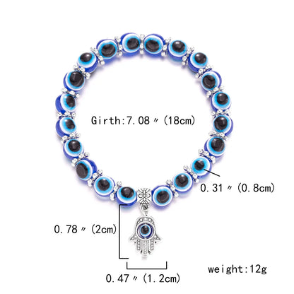 Classic Turkish Lucky Evil Eye Bracelets for Men Women Blue Evil Eye Palm Butterfly Pendant Beads Bangles Handmade Charm Jewelry