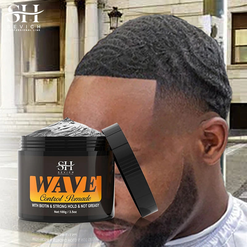 Natural Wave Control Pomade for Black Men Strong Hold 360 Waves Layered Style Clay Wavy Grease Builder for Hair Silky Shine