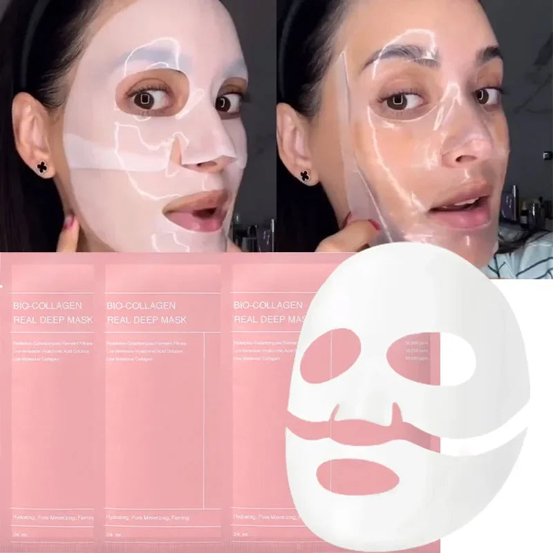 Bio-Collagen Face Mask Shrink Pore Deep Moisturizing Overnight Mask Anti-Wrinkle Hydrating Refreshing Brightening Face Skin Care