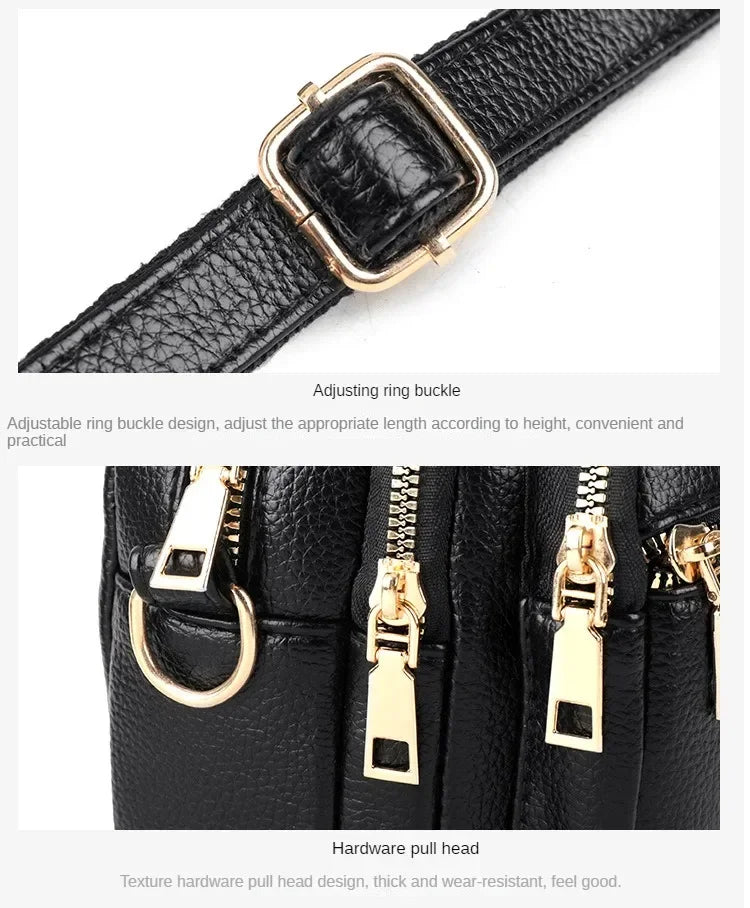 Luxury Ladies Handbag Sac High Quality Soft Leather Purse Fashion Women Shoulder Messenger Bag Multi-pocket Wear-resistant Bag