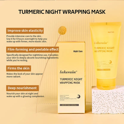 Lakerain Turmeric Collagen Peel-off Mask Gentle Hydrating Night Mask Deeply nourishes Firms Skin And Reduces Wrinkles Face Mask