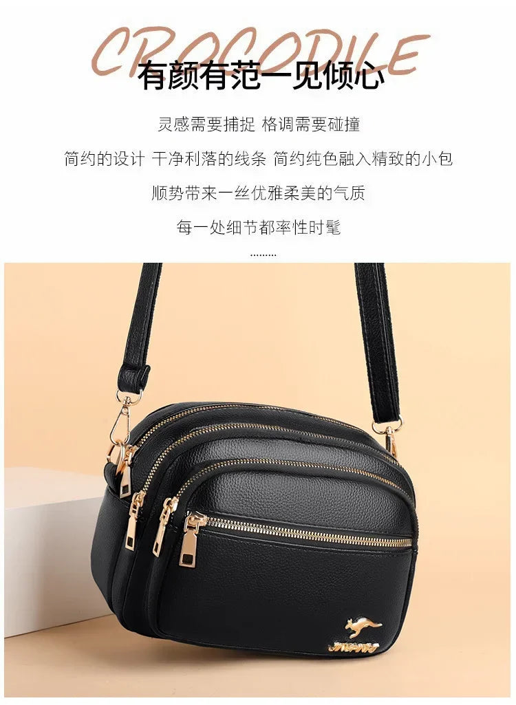 Luxury Ladies Handbag Sac High Quality Soft Leather Purse Fashion Women Shoulder Messenger Bag Multi-pocket Wear-resistant Bag