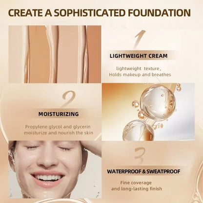 Liquid Foundation Cream for Face High Coverage Makeup Base Cream Oily Skin Type Lasting Waterproof Concealer Makeup Foundation