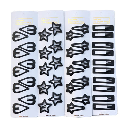 5/10Pcs/Set Matte Black Barrettes Women Metal Snap Hair Clips Geometric Non-Slip Make Up Fashion Hair Accessories