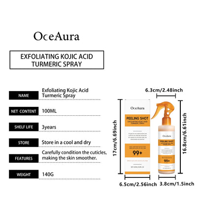 Body Keratin Care Kojic Acid Turmeric Spray Gently Exfoliating Peeling Solution Nourishing Hydrating Skin Care All Skin Types