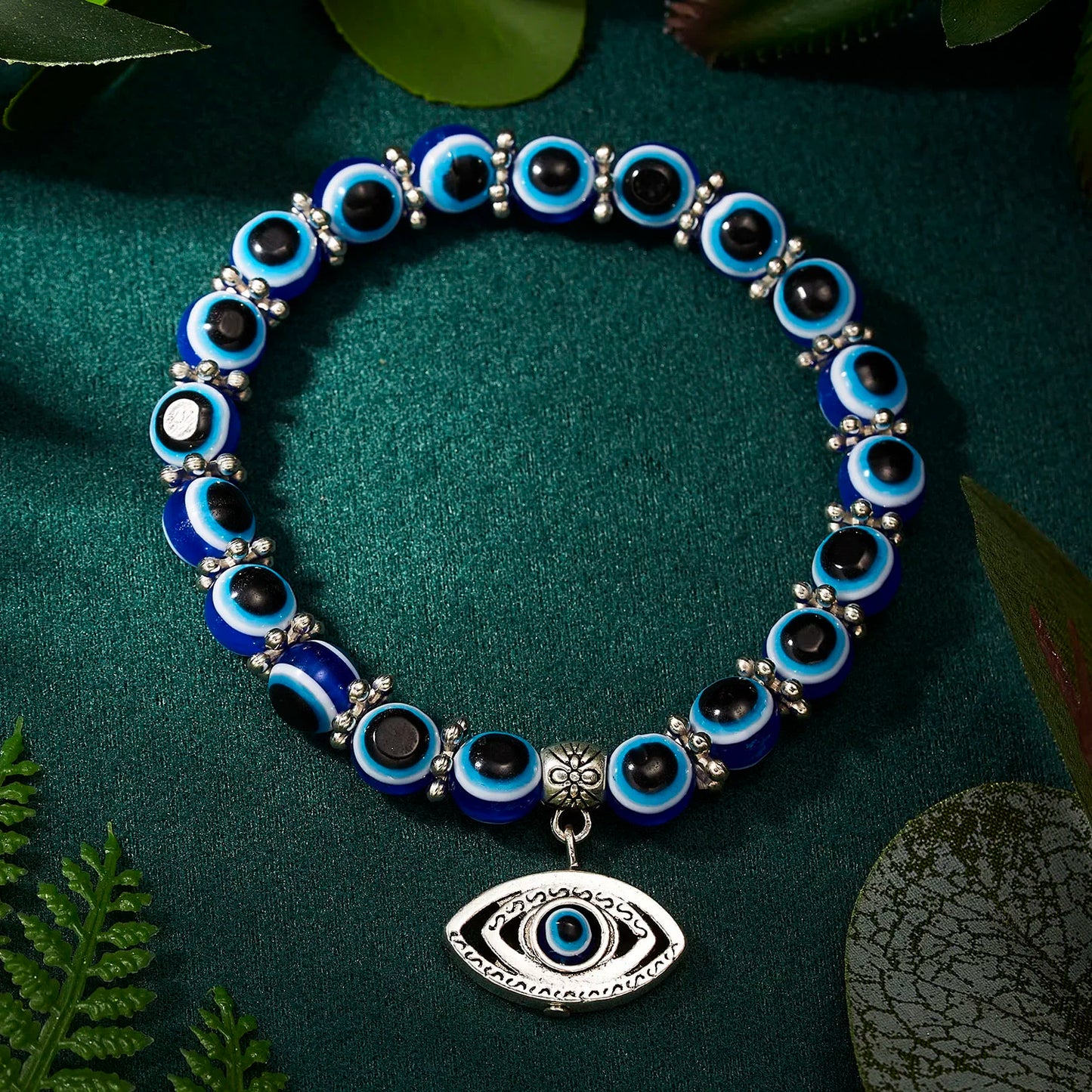 Classic Turkish Lucky Evil Eye Bracelets for Men Women Blue Evil Eye Palm Butterfly Pendant Beads Bangles Handmade Charm Jewelry