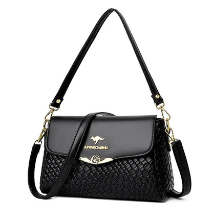 Luxury Handbag Women Bags Designer Pu Leather Knitting Shoulder Messenger Crossbody Bags for Women Mother Bolsa Ladies Hand Bag