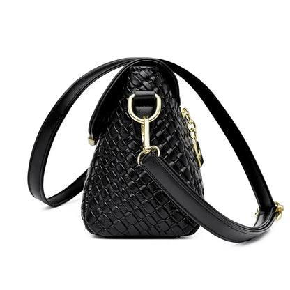 Luxury Handbag Women Bags Designer Pu Leather Knitting Shoulder Messenger Crossbody Bags for Women Mother Bolsa Ladies Hand Bag