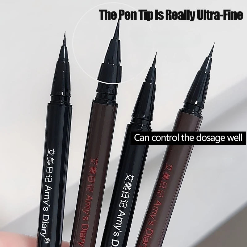 Waterproof Quick Dry Liquid Eyeliner Pen Ultra-fine Matte Black Brown Lasting Lying Silkworm Eyeliner Pencil Eyes Makeup Tool