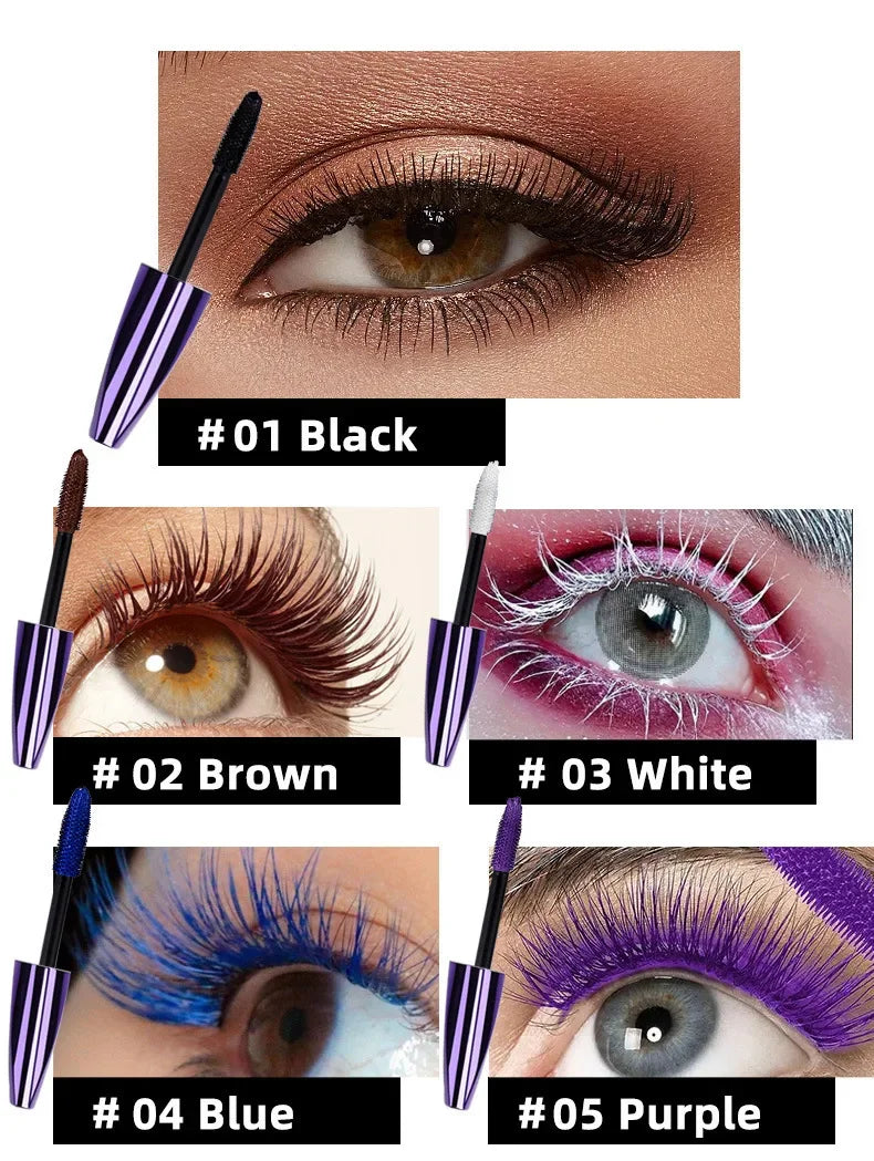 5d Three-dimensional Mascara Purple Blue White Multi-color Mascara Base Long-lasting Non-smudge Long-lasting Curling Shaping Mas