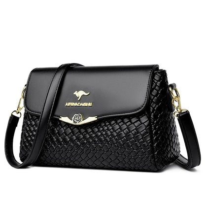Luxury Handbag Women Bags Designer Pu Leather Knitting Shoulder Messenger Crossbody Bags for Women Mother Bolsa Ladies Hand Bag