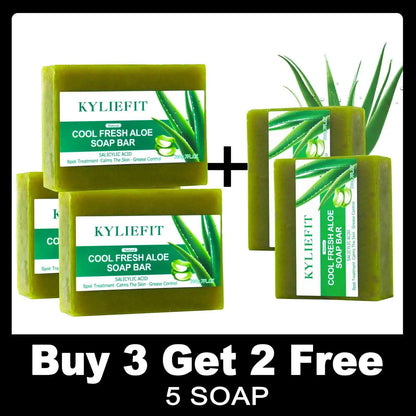 KYLIEFIT Cool Fresh Aloe Soap Bar, Reduce Acne and Black Spots, Clean Skin, Oil Control, Exfoliation, For Face And Body Use