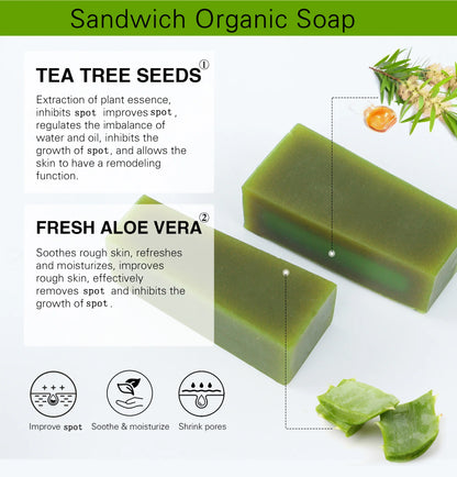 KYLIEFIT Cool Fresh Aloe Soap Bar, Reduce Acne and Black Spots, Clean Skin, Oil Control, Exfoliation, For Face And Body Use
