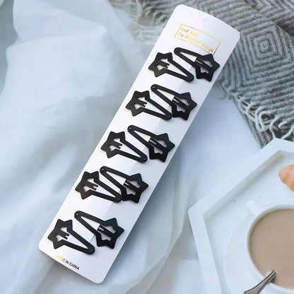 5/10Pcs/Set Matte Black Barrettes Women Metal Snap Hair Clips Geometric Non-Slip Make Up Fashion Hair Accessories