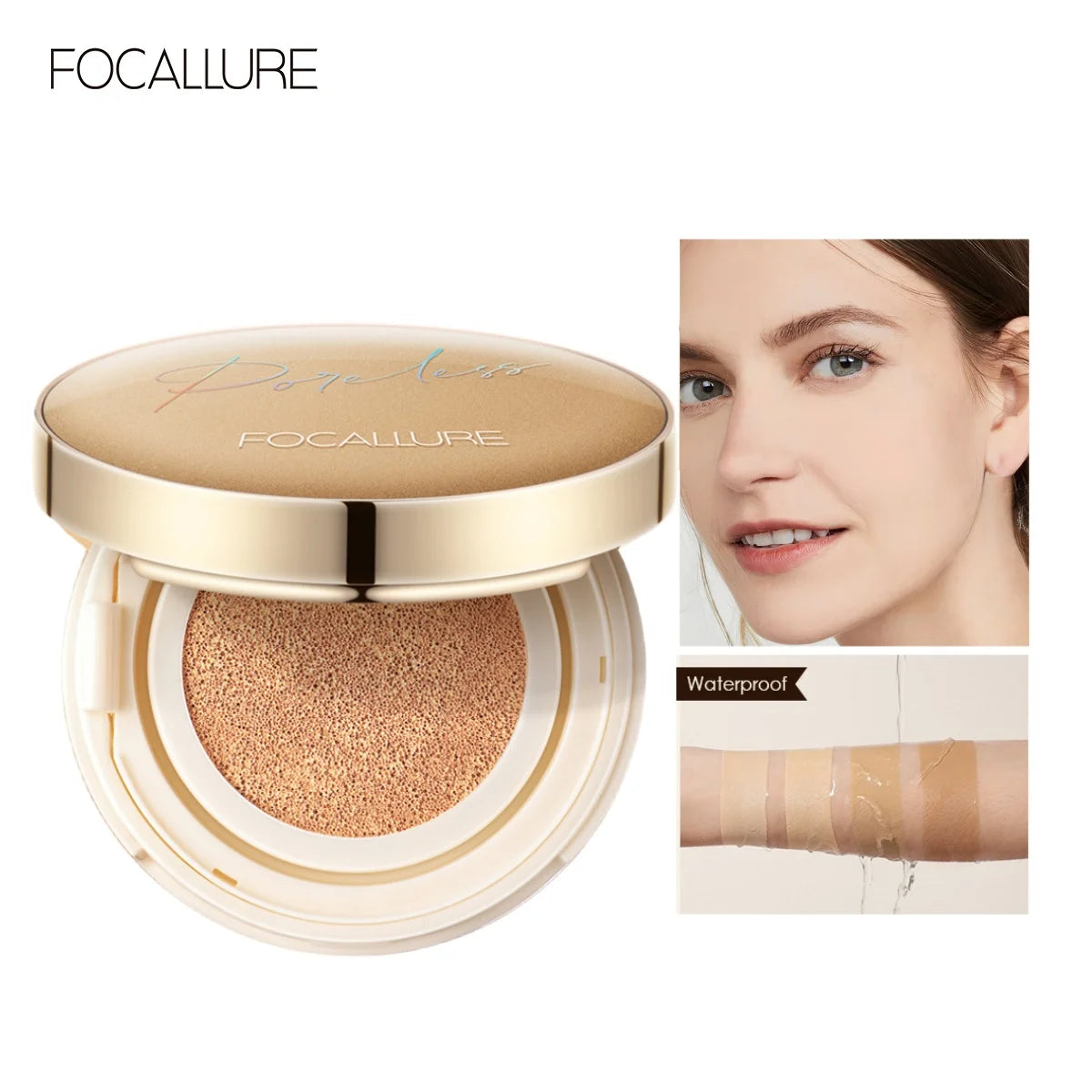 FOCALLURE Foundation Air Cushion Waterproof Matte Base Poreless Full Coverage Face Cream Smooth Foundation Cosmetics