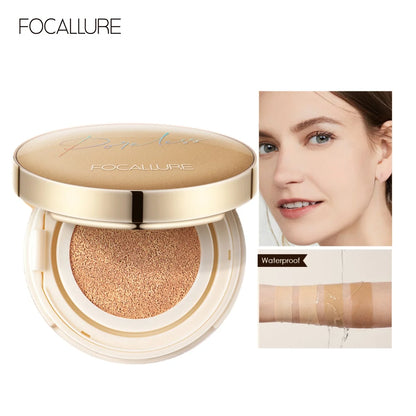 FOCALLURE Foundation Air Cushion Waterproof Matte Base Poreless Full Coverage Face Cream Smooth Foundation Cosmetics