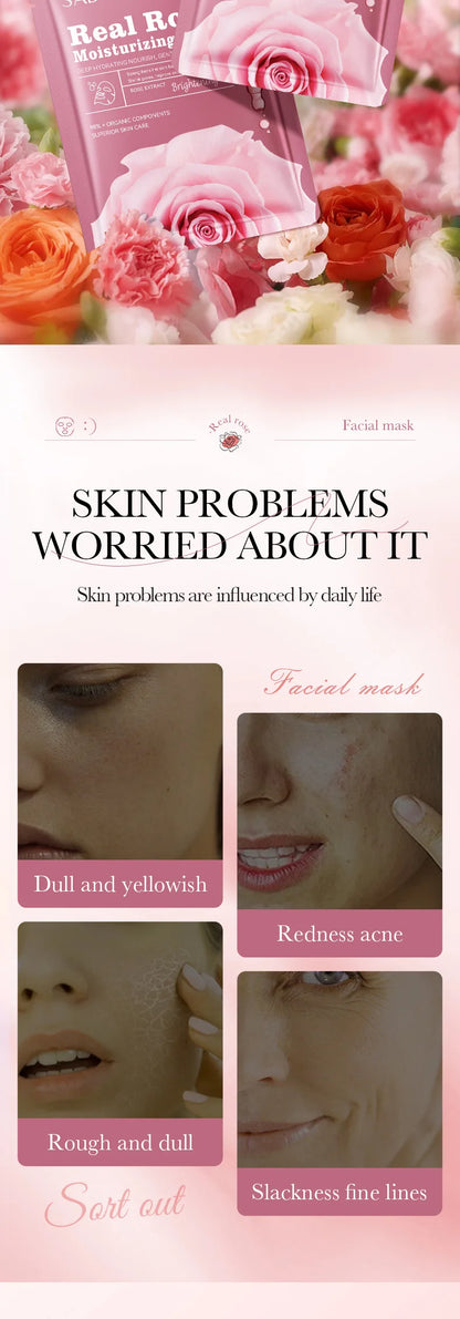 10pcs SADOER Fruit Floral Fragrance Face Mask Moisturizing Firming Hydrating Chamomile Blueberry Facial Masks For Face Skin Care