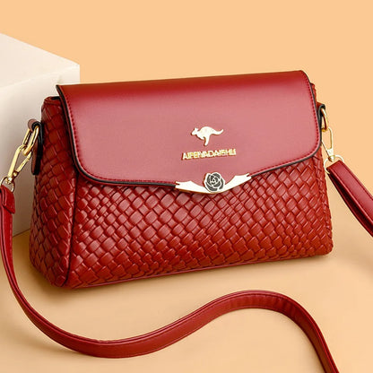 Luxury Handbag Women Bags Designer Pu Leather Knitting Shoulder Messenger Crossbody Bags for Women Mother Bolsa Ladies Hand Bag