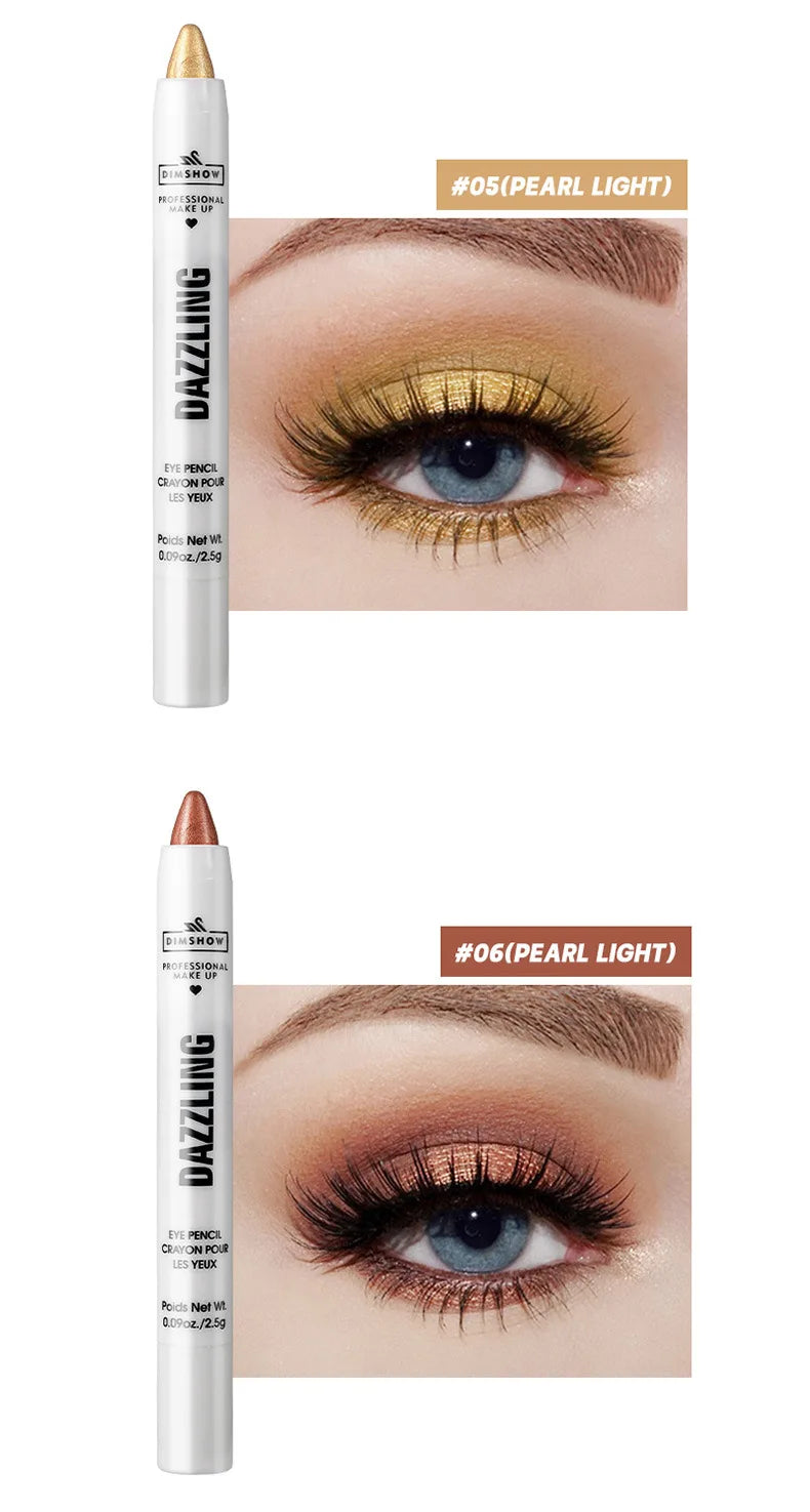 12 Colors Pearlescent Eyeshadow Pencil Waterproof Long Lasting Glitter Shimmer Eye Shadow Pen Eyeliner Stick Eyes Makeup Tools