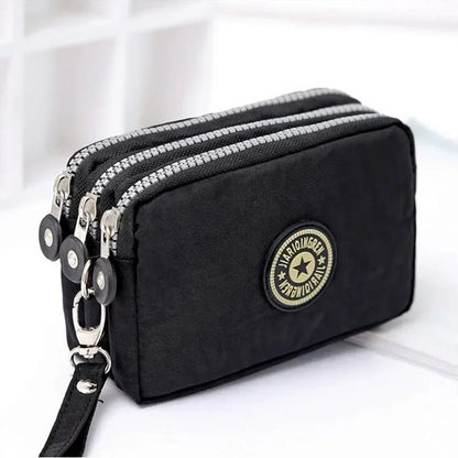 New Fashion Big Capacity Women Wallet Make-up Bag Coin Purse Mini Bag with Three Zipped Portable Women Wallets Phone Pouch