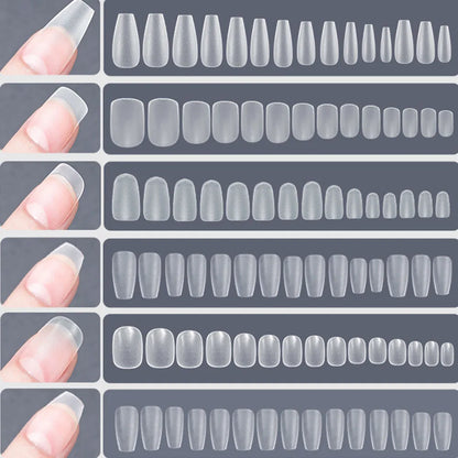 120pcs/bag Matte Press On Nail Tips Soft Full Cover False Nails Oval Almond Sculpted Fake Nail