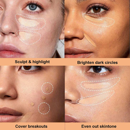 Long term sunscreen facial contour concealer, 24 hours full coverage, high viscosity concealer palette cosmetics, women's makeup