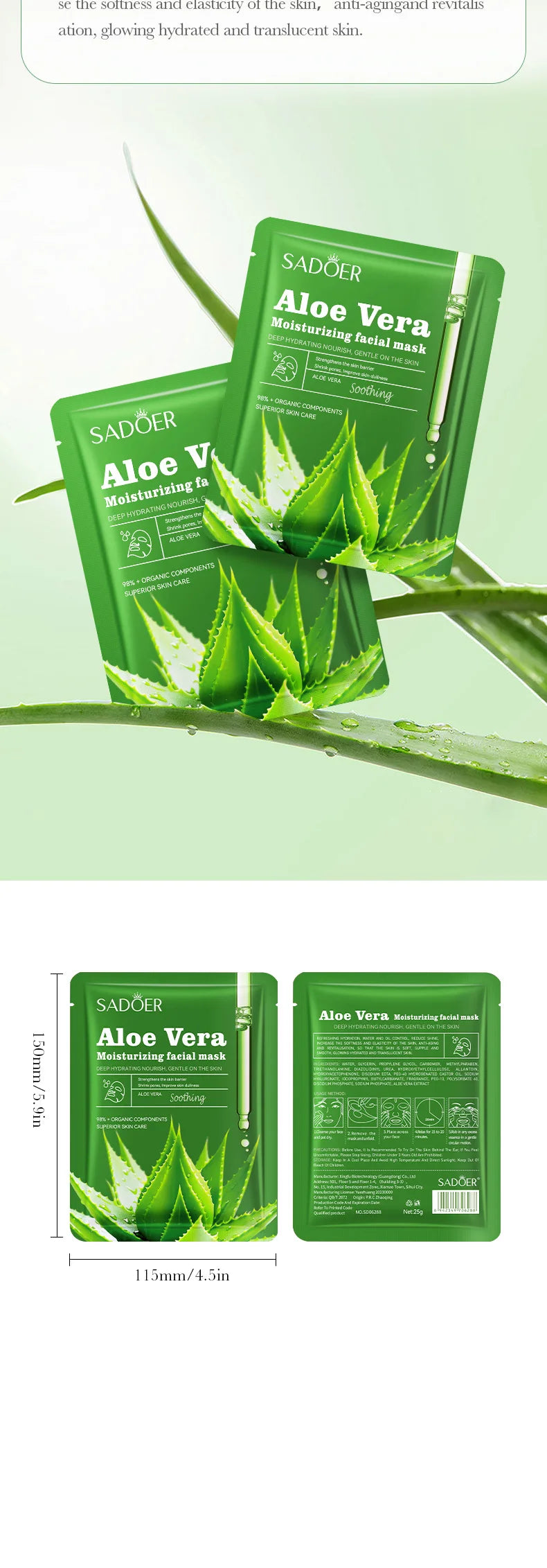 10pcs SADOER Fruit Floral Fragrance Face Mask Moisturizing Firming Hydrating Chamomile Blueberry Facial Masks For Face Skin Care