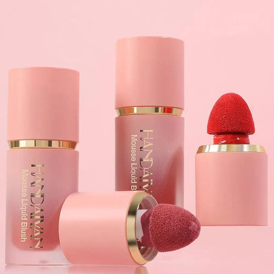 3 In 1 Liquid Blush Matte Glitter Face Liquid Blusher Smooth Cheek Eye Mousse Blush Highlighter Stick Rouge Waterproof Contour