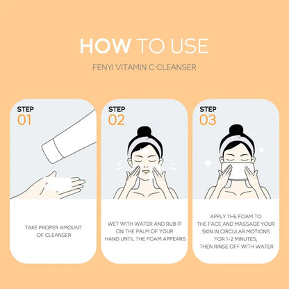 Vitamin C Facial Cleanser Skin Deep Cleansing Moisturizing Blackhead Removal skincare Face Wash Foam Face Cleanser Skin Care