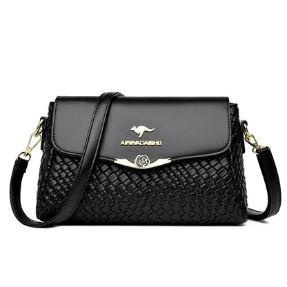Luxury Handbag Women Bags Designer Pu Leather Knitting Shoulder Messenger Crossbody Bags for Women Mother Bolsa Ladies Hand Bag