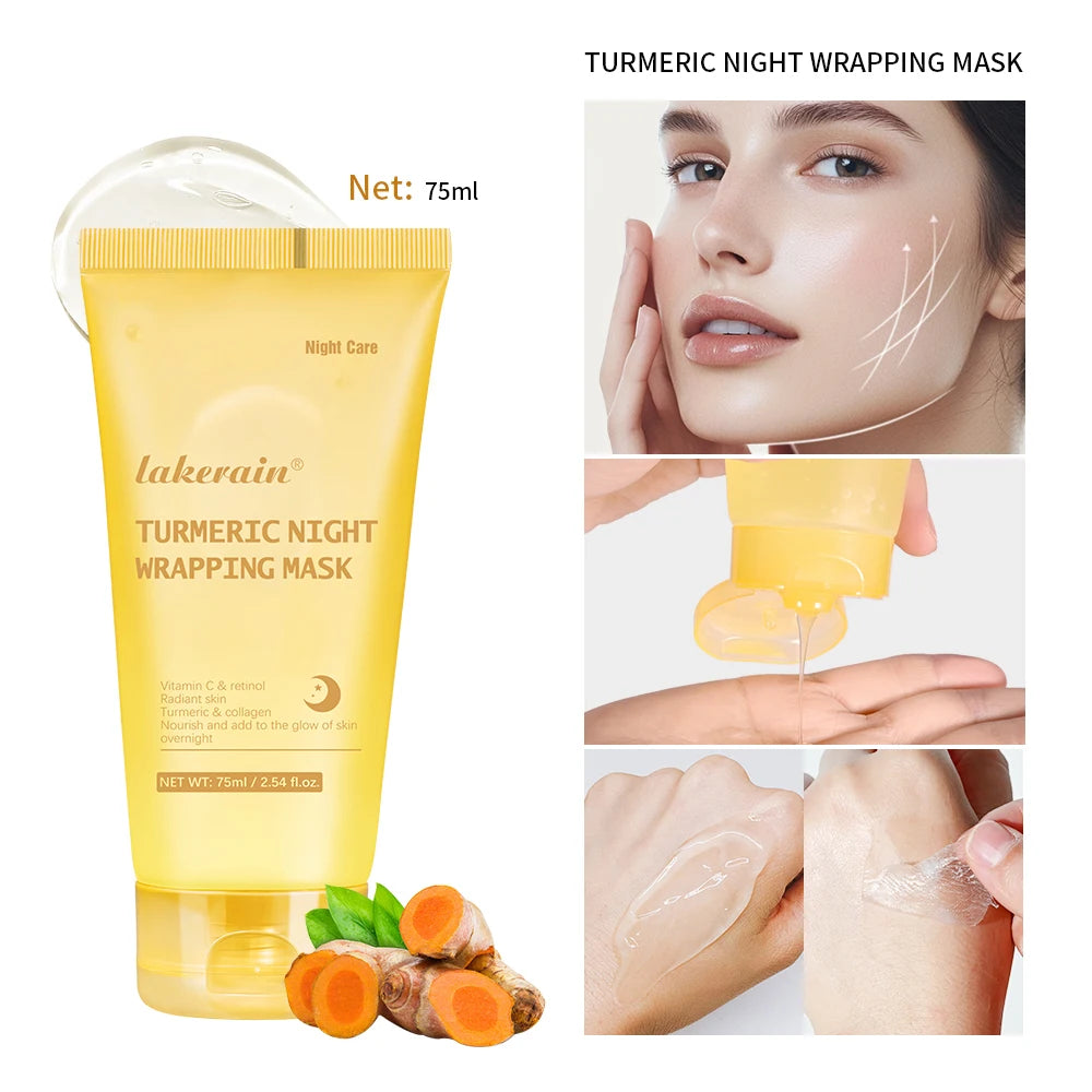 Lakerain Turmeric Collagen Peel-off Mask Gentle Hydrating Night Mask Deeply nourishes Firms Skin And Reduces Wrinkles Face Mask