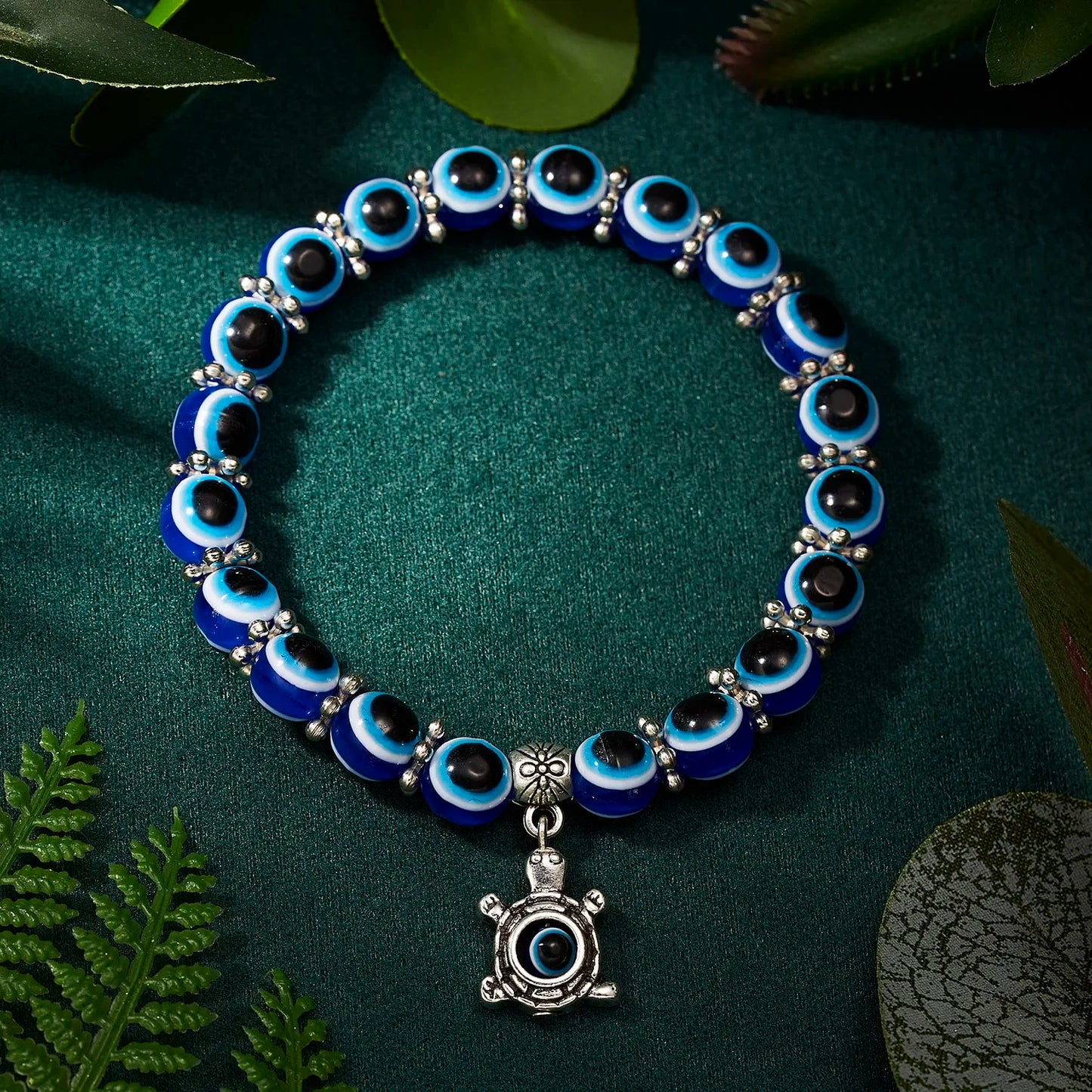Classic Turkish Lucky Evil Eye Bracelets for Men Women Blue Evil Eye Palm Butterfly Pendant Beads Bangles Handmade Charm Jewelry