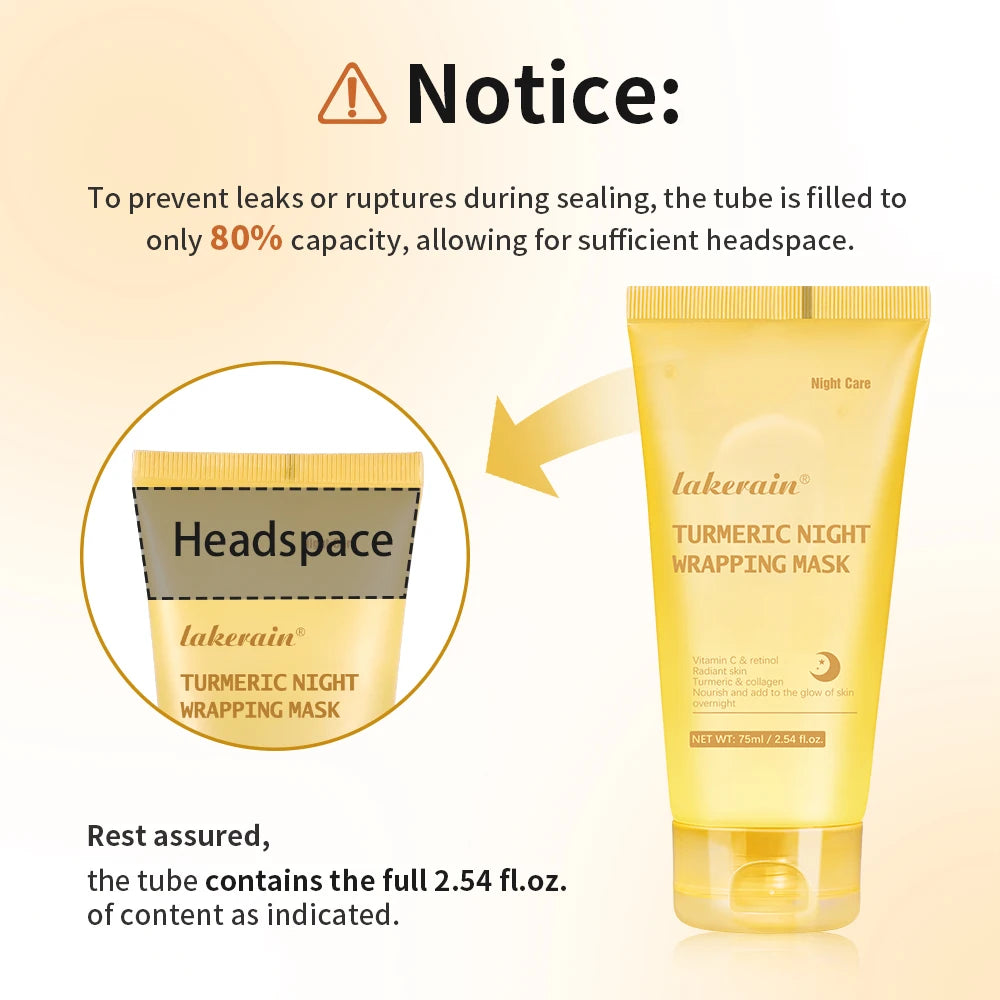 Lakerain Turmeric Collagen Peel-off Mask Gentle Hydrating Night Mask Deeply nourishes Firms Skin And Reduces Wrinkles Face Mask