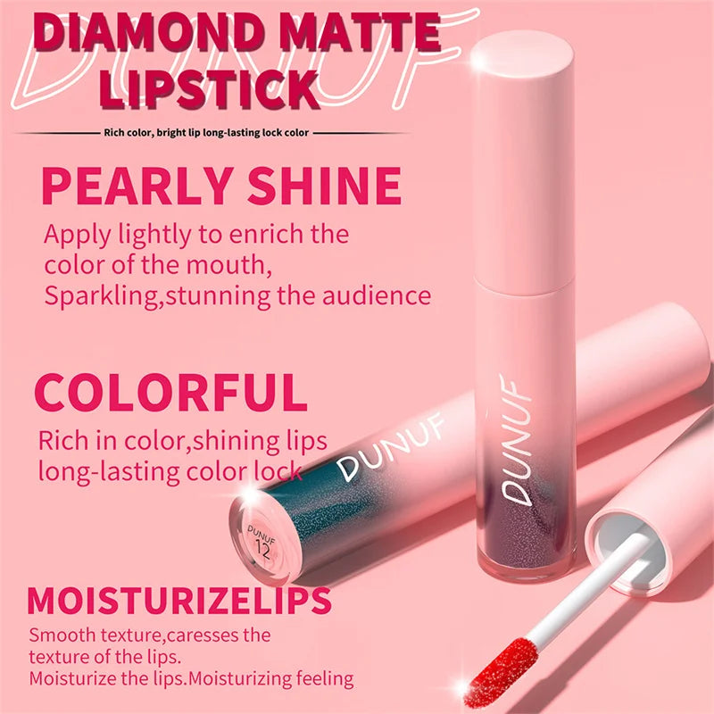 Waterproof Diamond Shimmer Glitter Lip Gloss 18 Colors Matte Glitter Liquid Lipstick Diamond Pearl Colour Lip Gloss Sexy Make Up