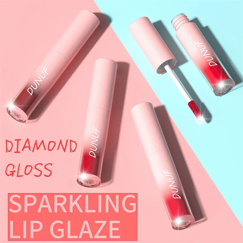 Waterproof Diamond Shimmer Glitter Lip Gloss 18 Colors Matte Glitter Liquid Lipstick Diamond Pearl Colour Lip Gloss Sexy Make Up