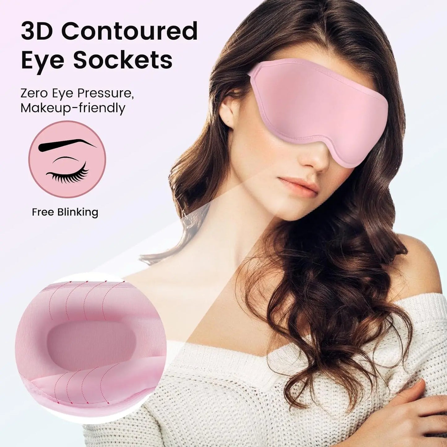 Eye Mask for Sleeping 3D Contoured 100% Light Blocking Zero Eye Pressure Night Blindfold Soft Senseless Sponge Eye Cover