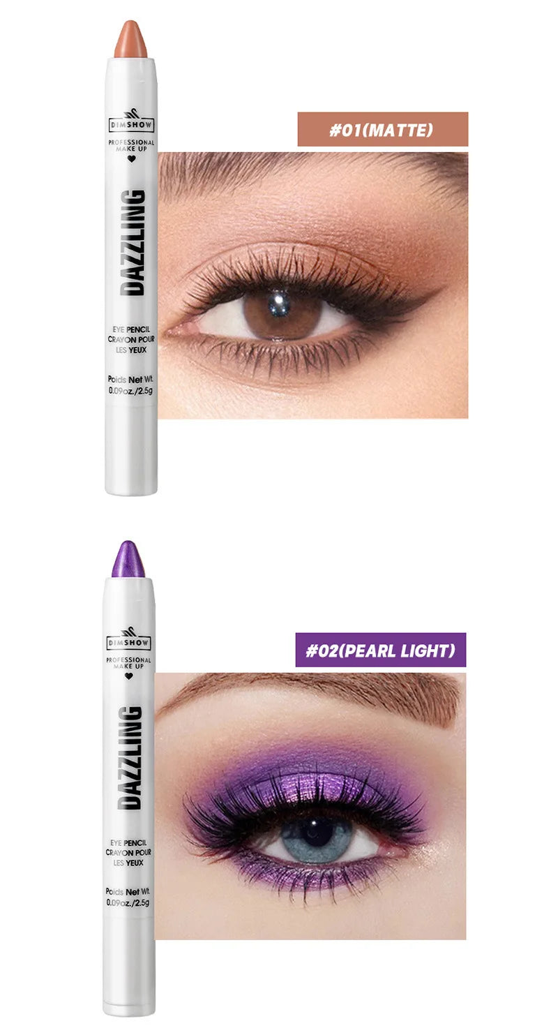 12 Colors Pearlescent Eyeshadow Pencil Waterproof Long Lasting Glitter Shimmer Eye Shadow Pen Eyeliner Stick Eyes Makeup Tools