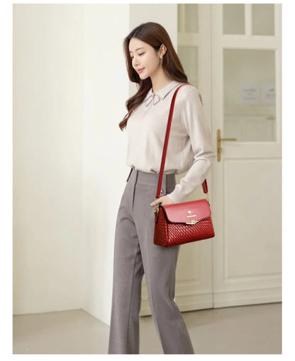 Luxury Handbag Women Bags Designer Pu Leather Knitting Shoulder Messenger Crossbody Bags for Women Mother Bolsa Ladies Hand Bag