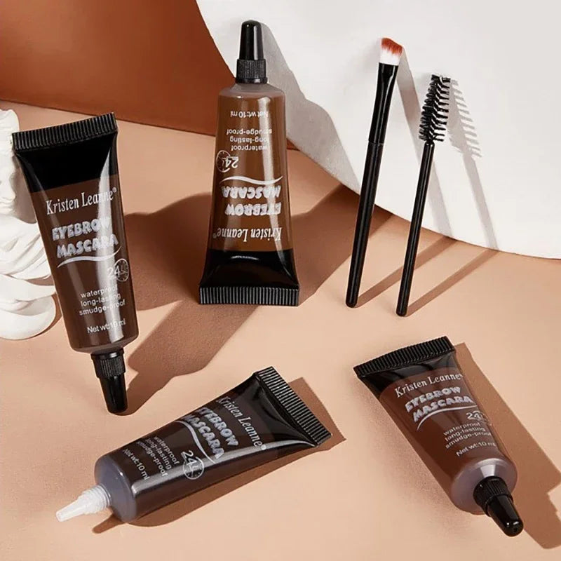 Dyeing Eyebrow Set with Brush Waterproof Quick-drying Natural Stain Coloring Liquid Eyebrows Enhancers 3D Wild Brow Setting Gel