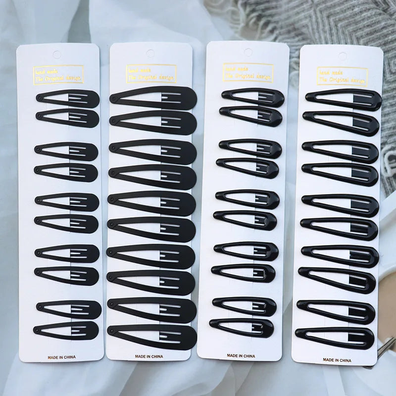 5/10Pcs/Set Matte Black Barrettes Women Metal Snap Hair Clips Geometric Non-Slip Make Up Fashion Hair Accessories
